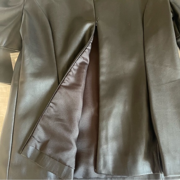 AQUA faux leather top black short sleeve Size Small - Picture 6 of 12